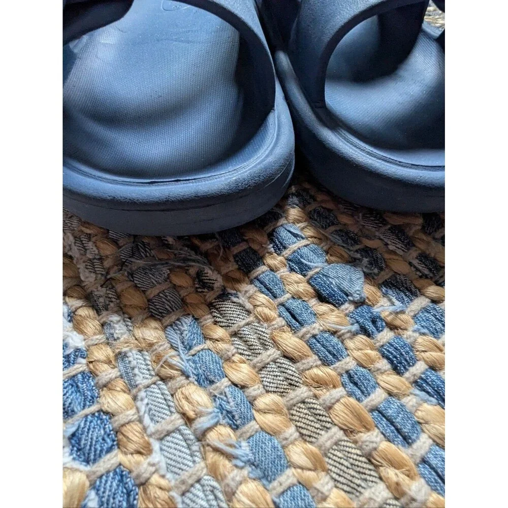 Zara Blue Double Buckle Slide Sandals 38/7.5 Minimalist Resort Athleisure Ergono